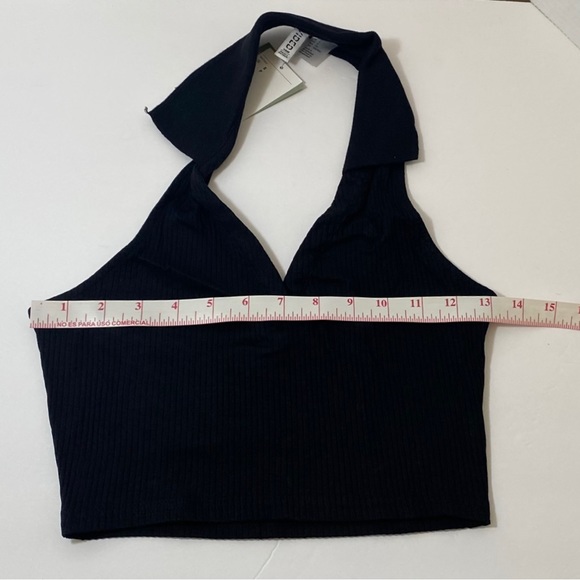 H&M NWT Women’s Halterneck Top with Collar Black Size Small - Picture 2 of 8